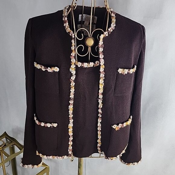 St. John Vintage Chocolate Brown by Sweater Jacket Coat Blazer Old Money - Picture 1 of 16